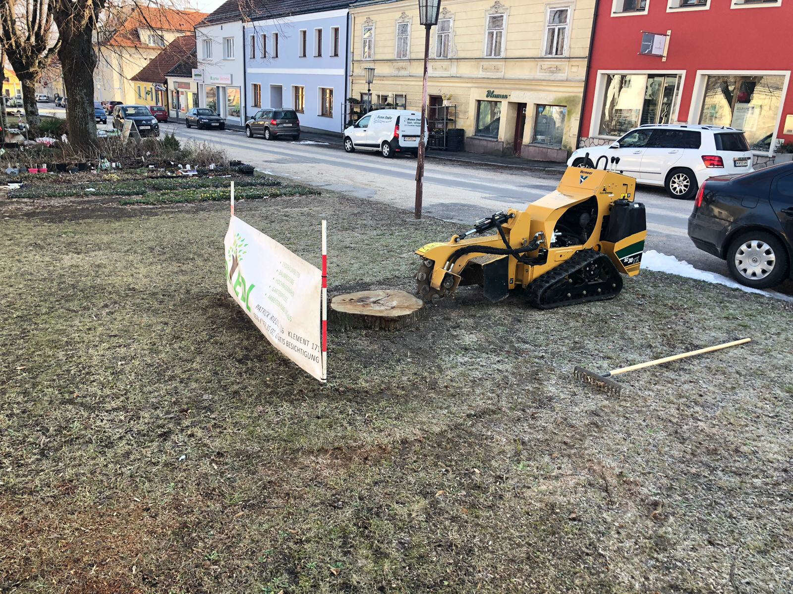 Wurzelstockfräsarbeiten von Gartenpflege RIEDL Patrick